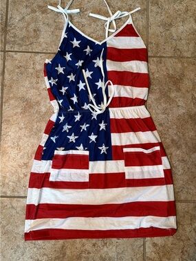 SHEIN Red, White & Blue Star-Stripe Mini Dress